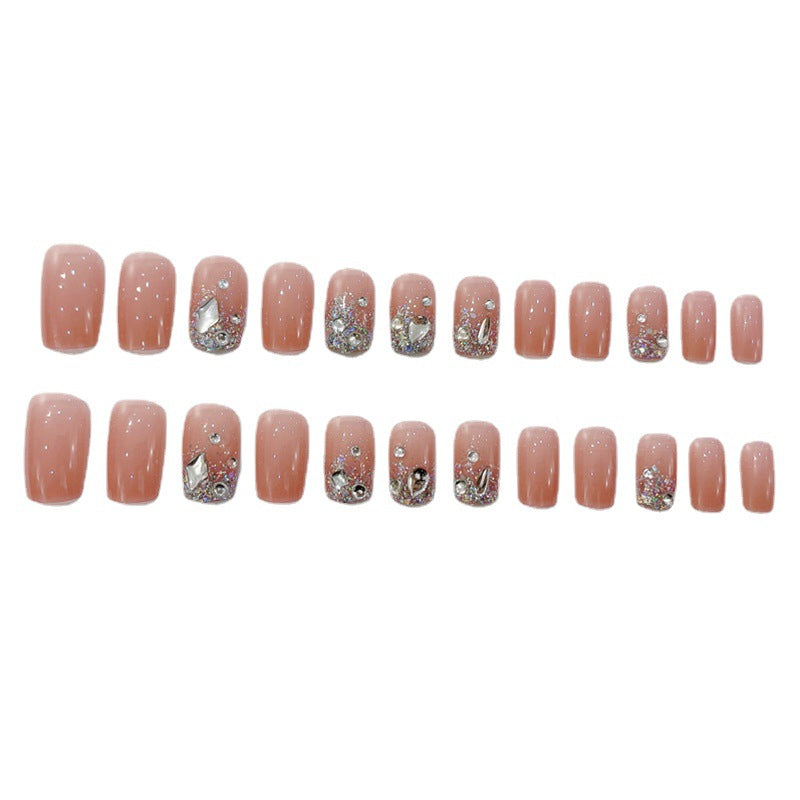 Elegant Rhinestone-Embellished Press-On Nails