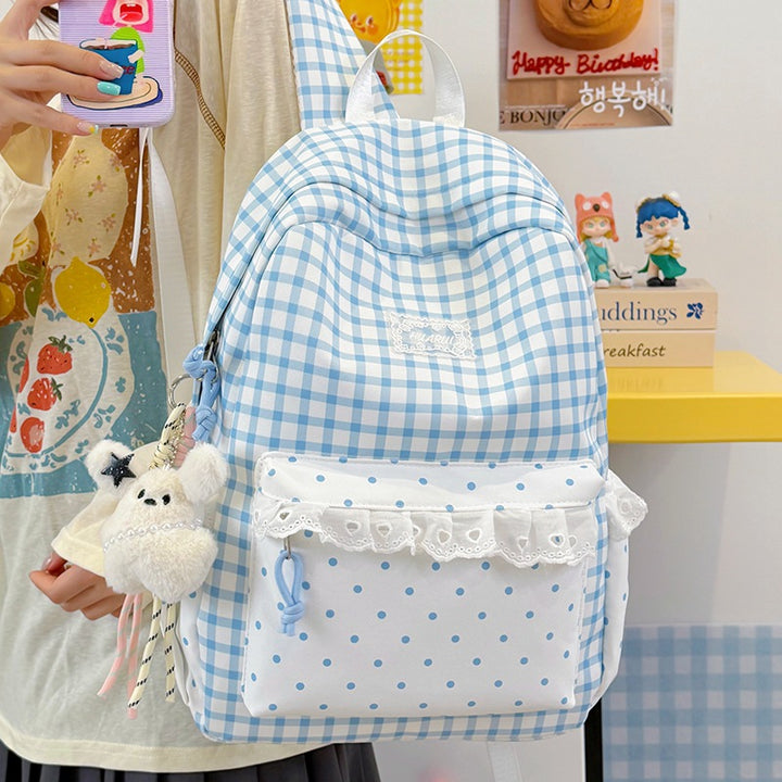 Stylish Gingham Print Casual Backpack Kalsten