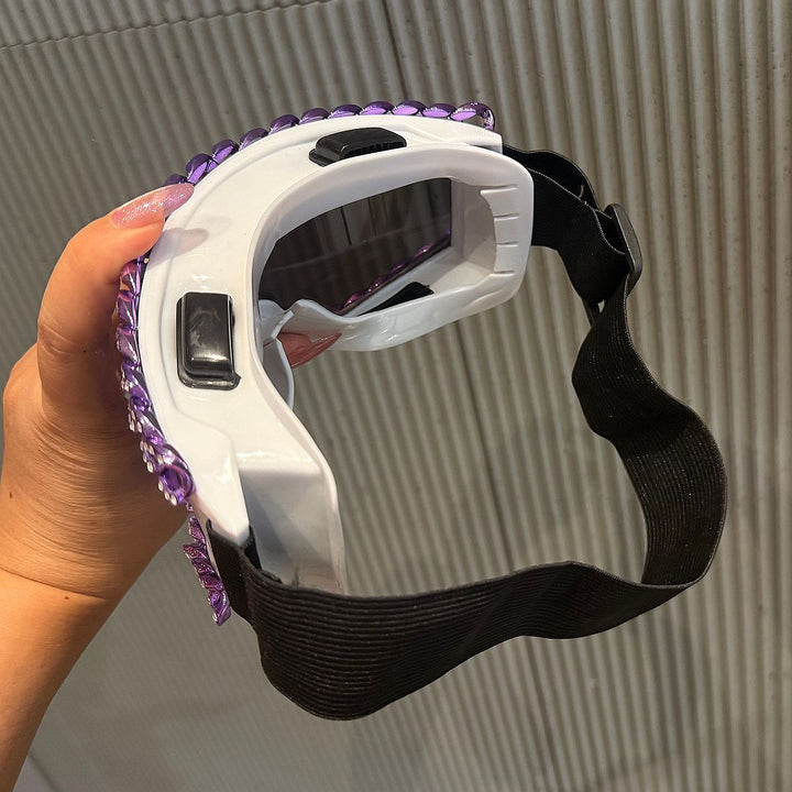 Ladies sporty elegant ski goggles with rhinestone decorated frame Kalsten