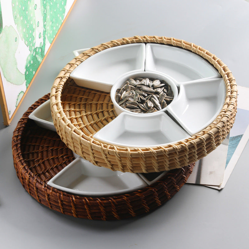 Unisex Serving Platter with Integrated Dip Bowl Set Kalsten