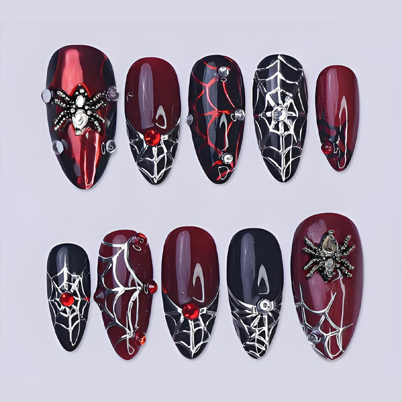 Halloween Artificial Nail Set with Spider and Web Designs Kalsten
