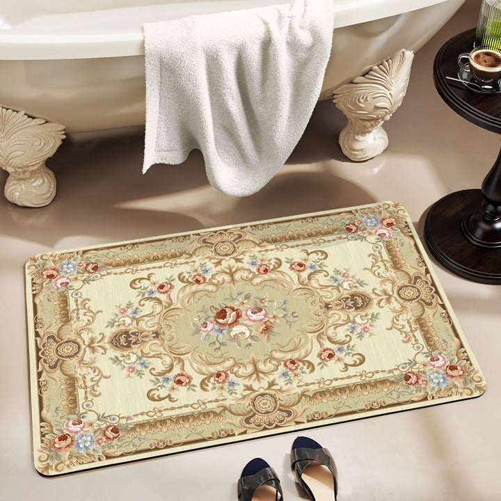 Elegant Vintage Floral Bath Mat Kalsten