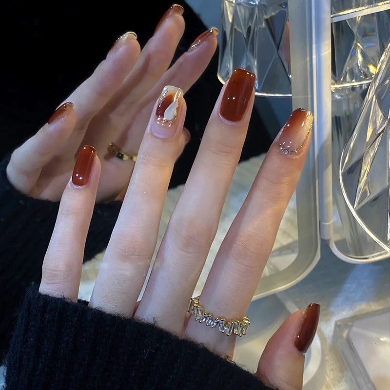 Elegant Press-On Nail Set with Sparkling Tip Accents Kalsten