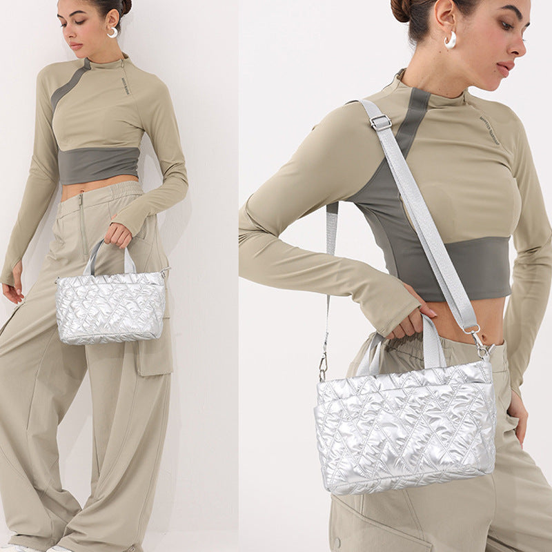 Quilted Metallic Tote Bag