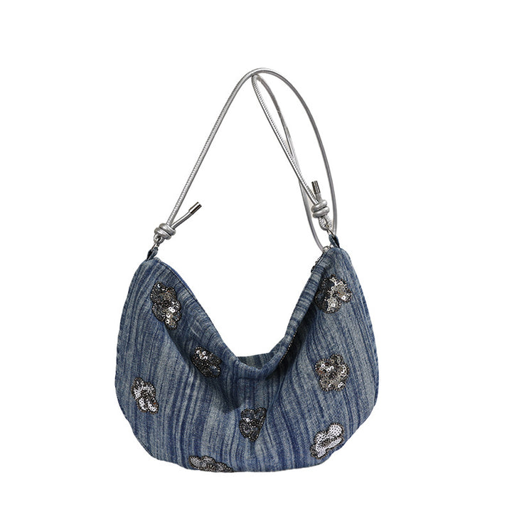 Floral Embellished Denim Handbag Kalsten