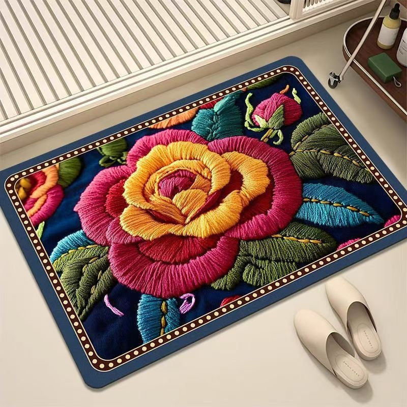 Luxurious Embroidered Floral Area Rug Kalsten