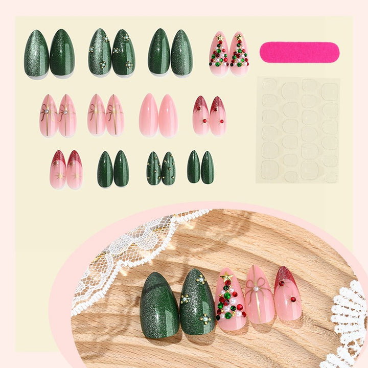Acrylic nail set with sparkling Christmas designs Kalsten