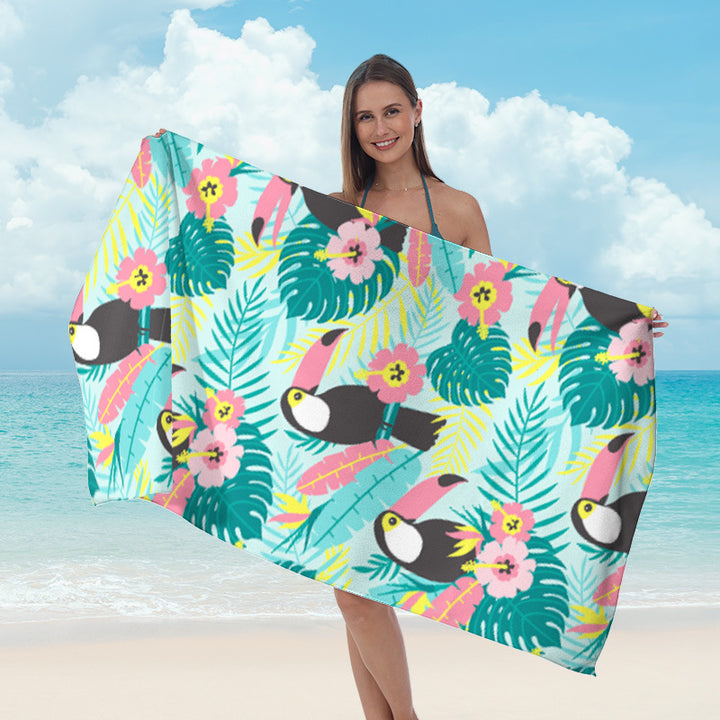 Beach towel with colorful tropical motif Kalsten