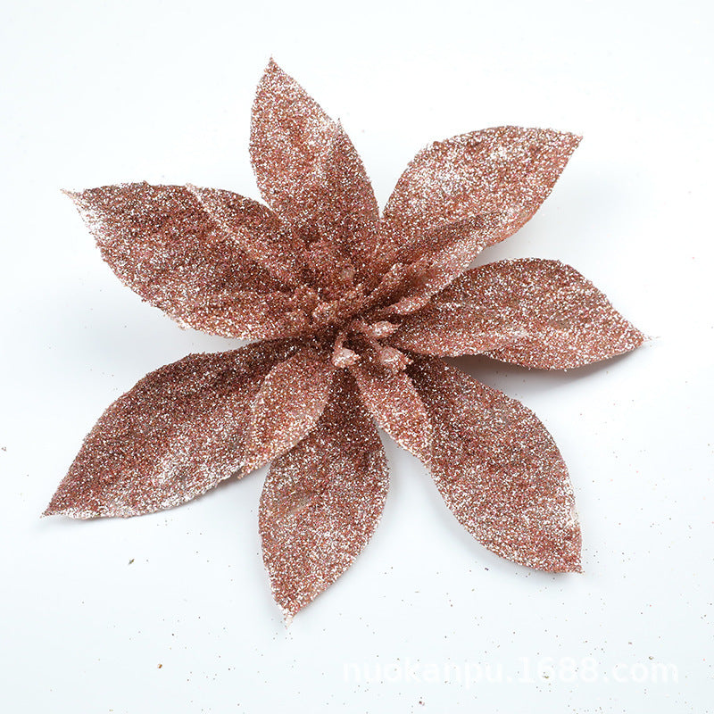 Glittering Poinsettia Flower Ornaments Kalsten
