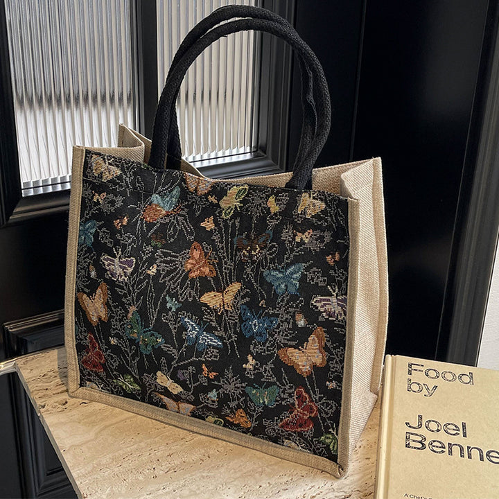 Decorative Butterfly Print Tote Bag