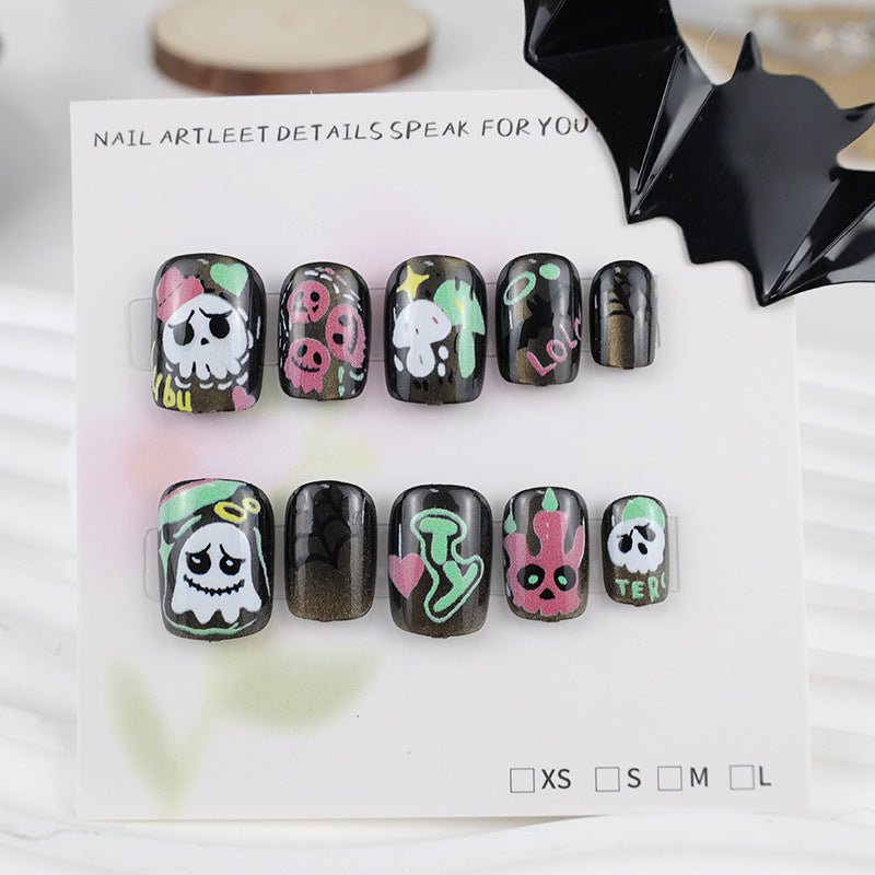 Acrylic nail set with creative spooky designs Kalsten