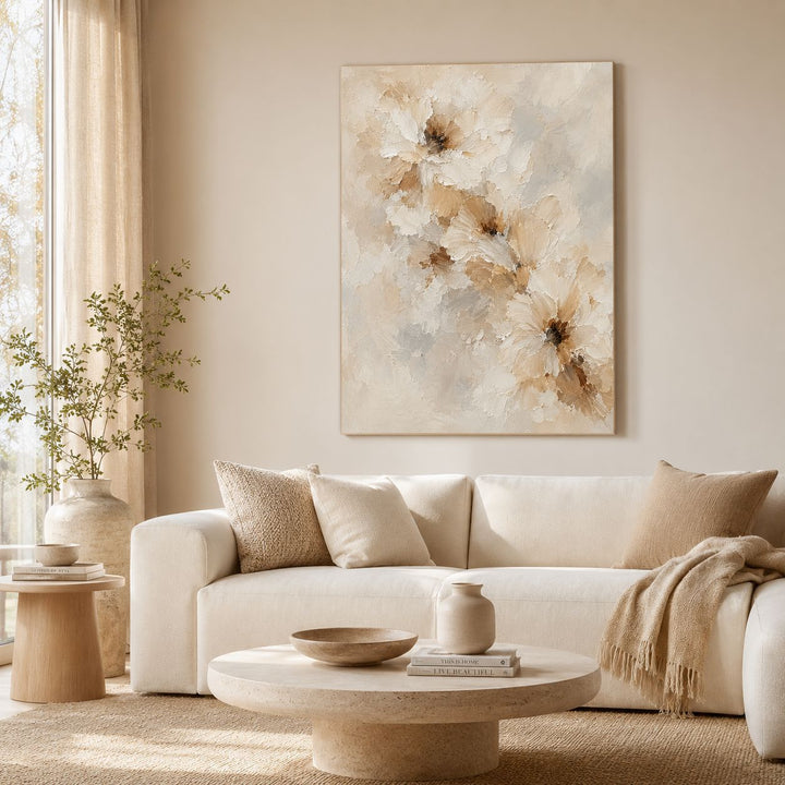 Textured Floral Canvas Wall Art for Home