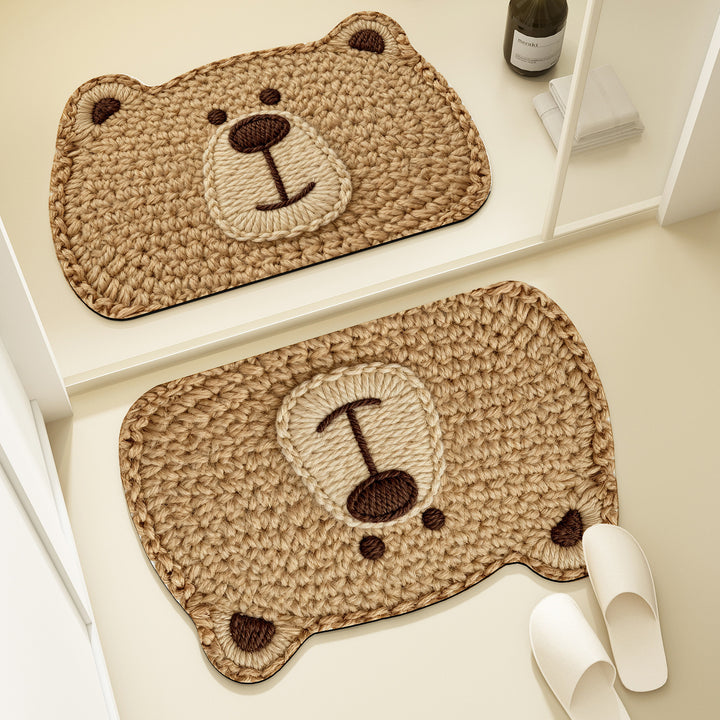 Bear-Shaped Plush Bath Mat