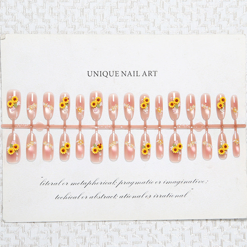 Artificial Nail Set with Luxurious Floral Decorations Kalsten