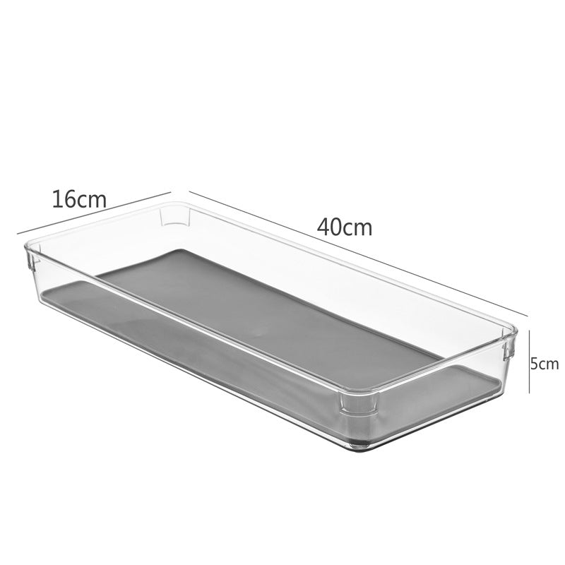 Narrow acrylic storage container for refrigerator door and drawers