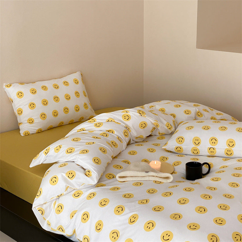Finest cotton satin bed cover set with delicate floral print and breathable comfort cover