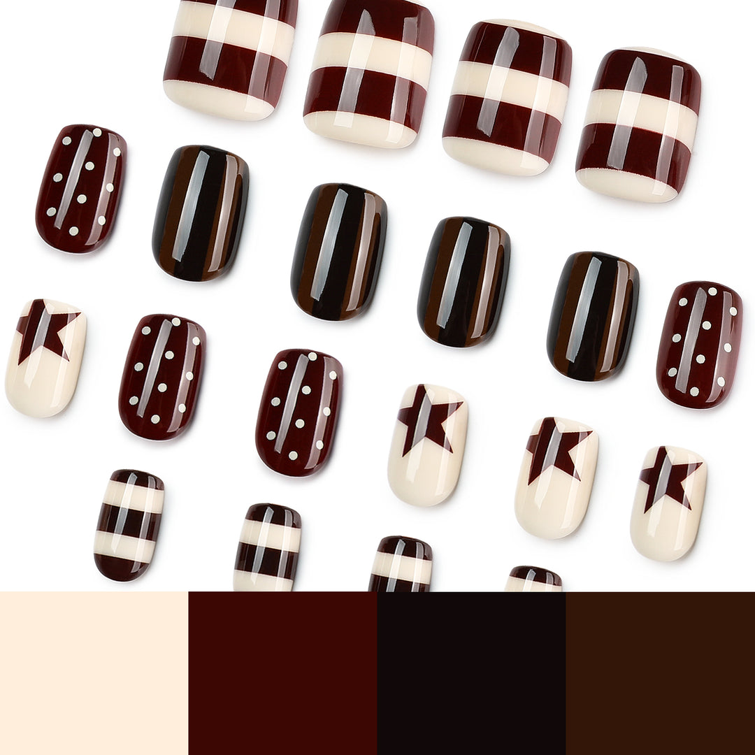 Artful Nail Art with Striped and Polka Dot Pattern Kalsten