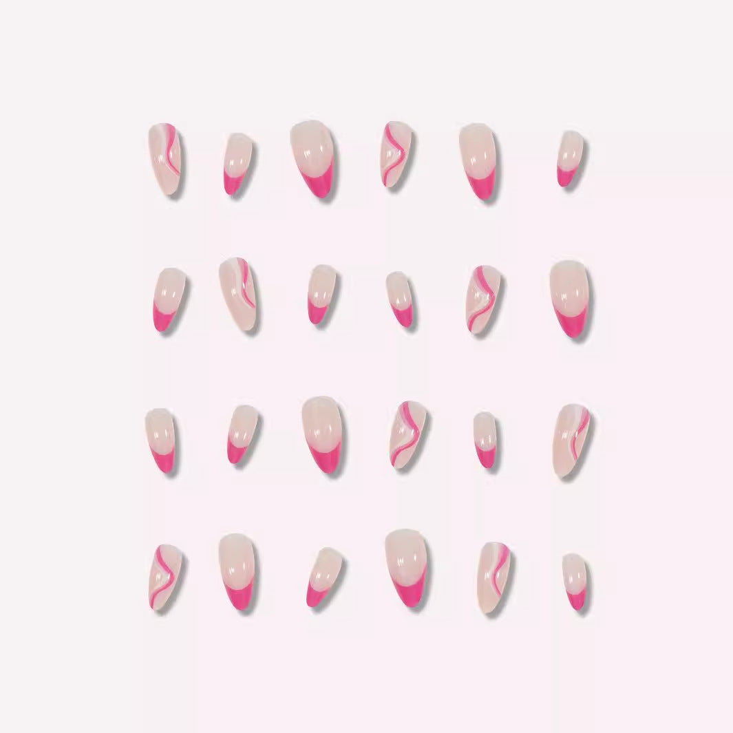 Artistic Stiletto Press-On Nails with Colorful Wave Design Kalsten