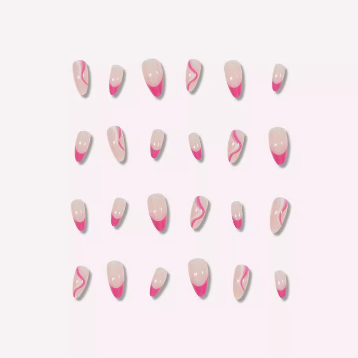 Artistic Stiletto Press-On Nails with Colorful Wave Design Kalsten
