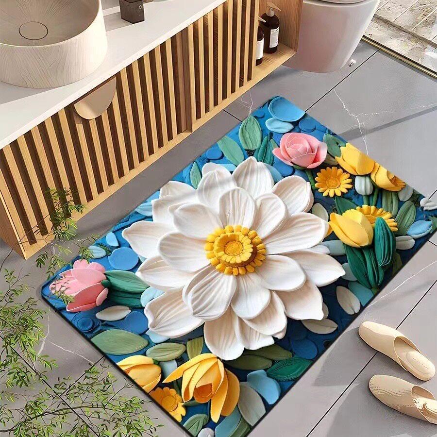 Elegant Floral Decorative Bath Mat