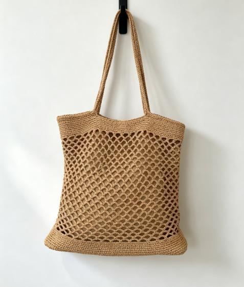 Hand-knotted shopping bag in modern net design Kalsten