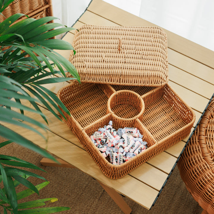 Multi-Compartment Woven Storage Basket Kalsten