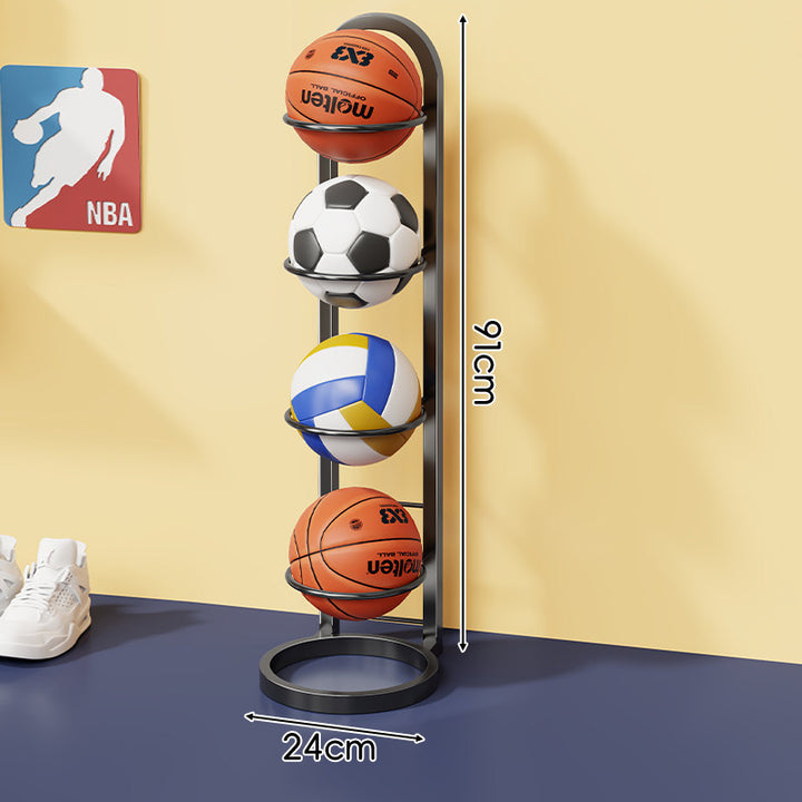 Multi-Tier Vertical Sports Ball Storage Rack with Wall-Mount Option