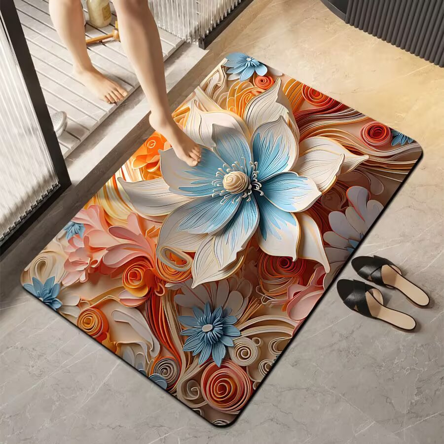 Floral Design Bath Mat