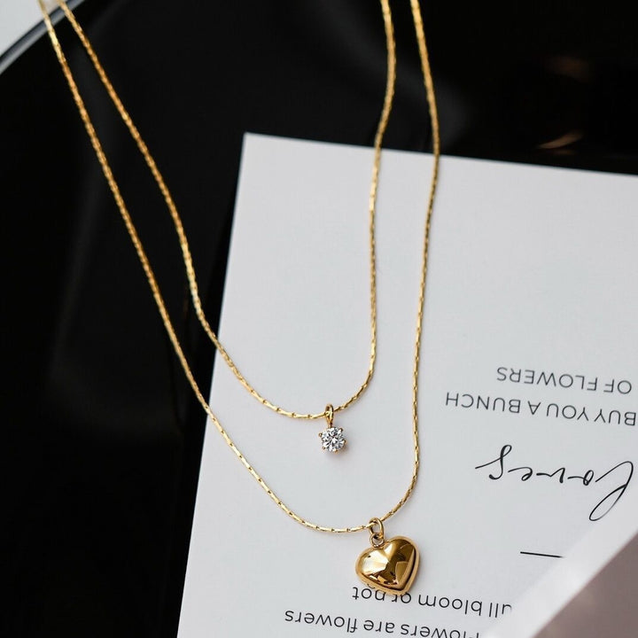 Heart Charm Layered Necklace Kalsten