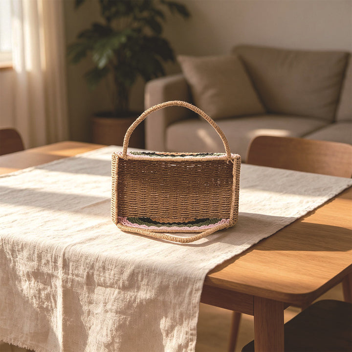 Woven Straw Rainbow Tote Kalsten