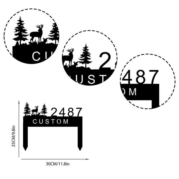 Decorative Laser-Cut Metal Custom Yard Address Sign With Wildlife Silhouette