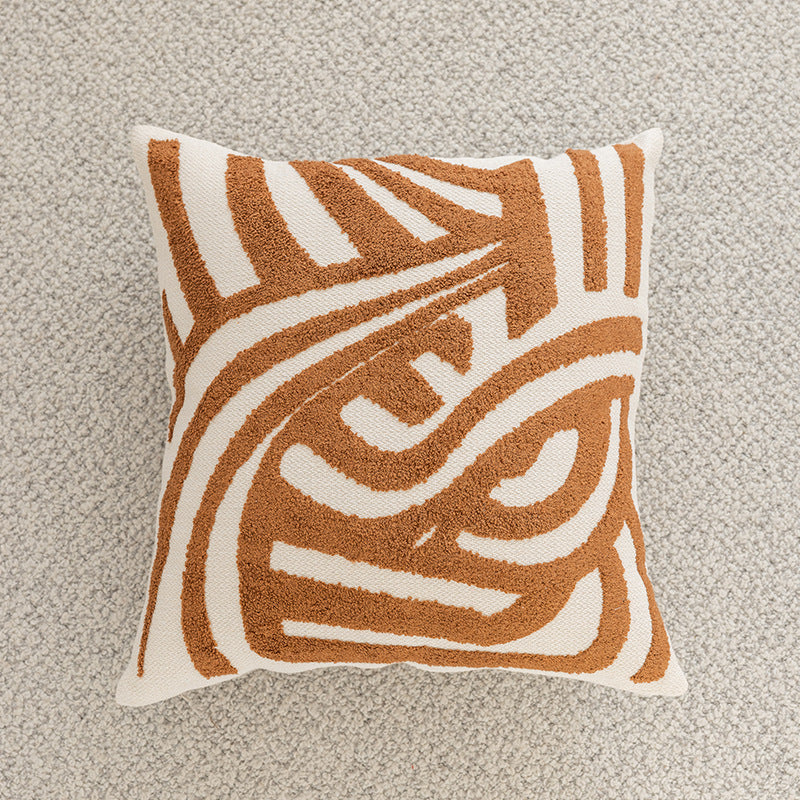Woven Houndstooth Textured Square Throw Pillow Cover with Piped Edge and Concealed Zipper