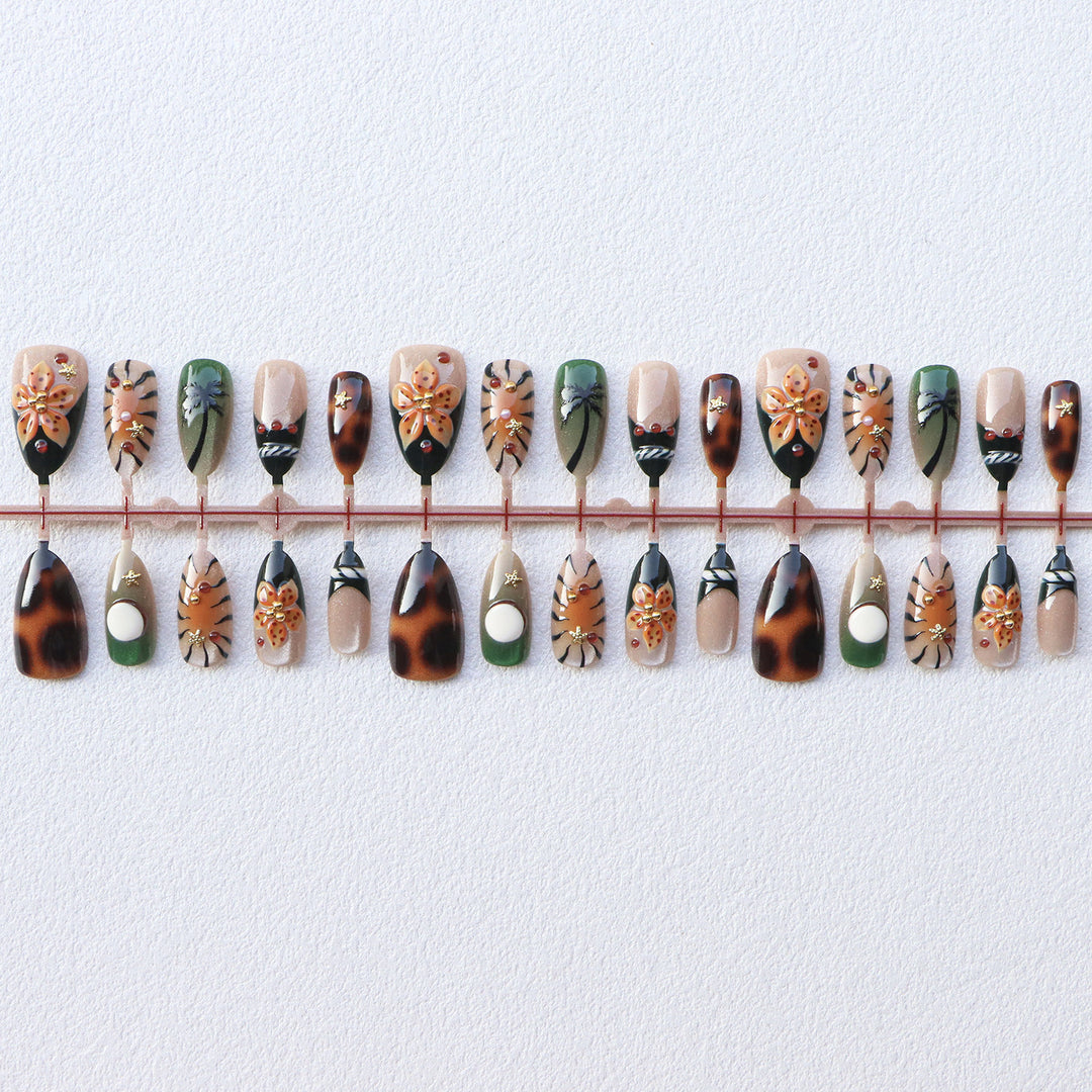 Tropical-Inspired Artisanal Press-On Nail Set