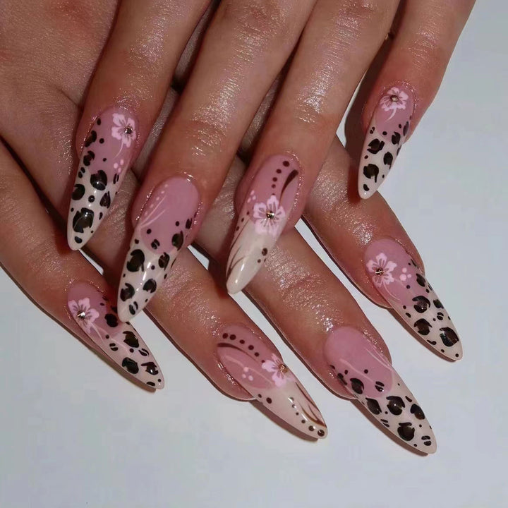 Artistic Leopard and Floral Nail Art Set