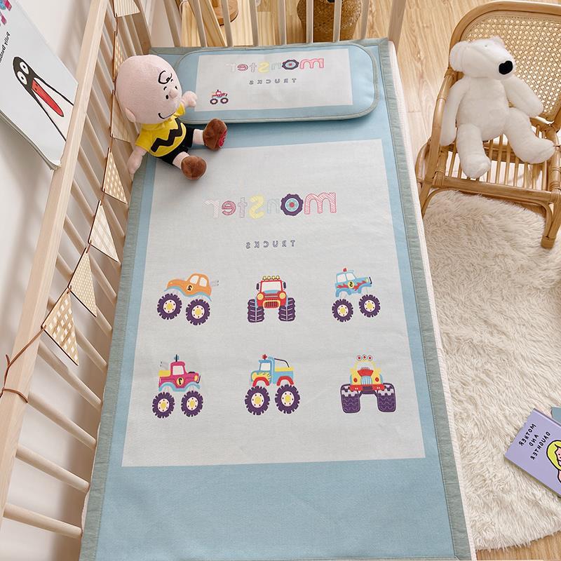 Padded baby crib mattress with good night print, non-slip bottom and wipeable cover