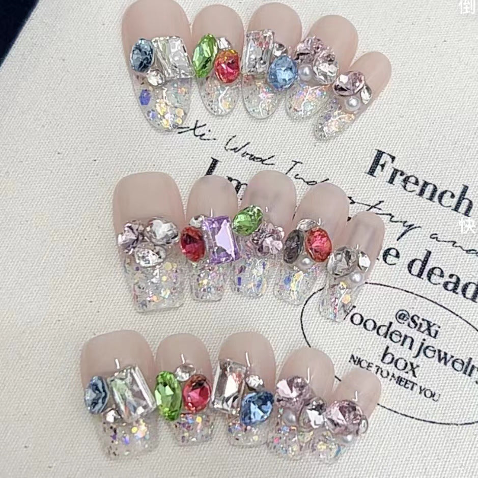 Sparkling Decorative Press-On Nail Set Kalsten
