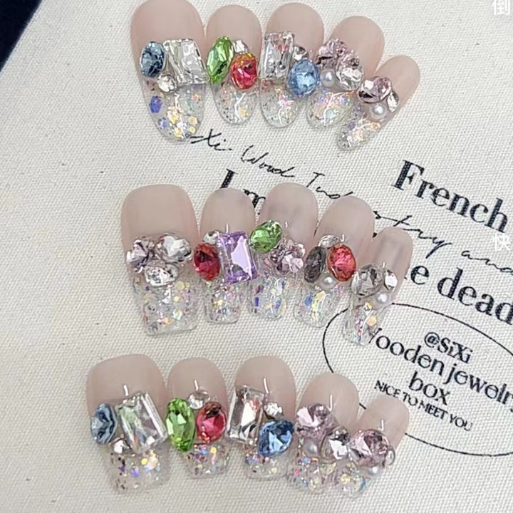 Sparkling Decorative Press-On Nail Set Kalsten