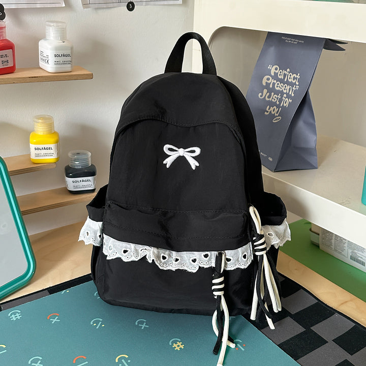 Stylish Embroidered Bow-Accent Backpack Kalsten