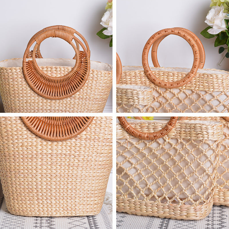 Women handcrafted beach bag with braided handles Kalsten