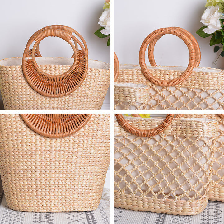 Women handcrafted beach bag with braided handles Kalsten