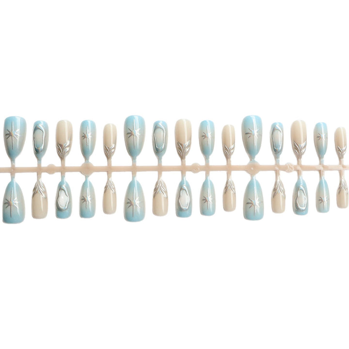 Artistic Press-On Nail Art Set with Silver Accents Kalsten