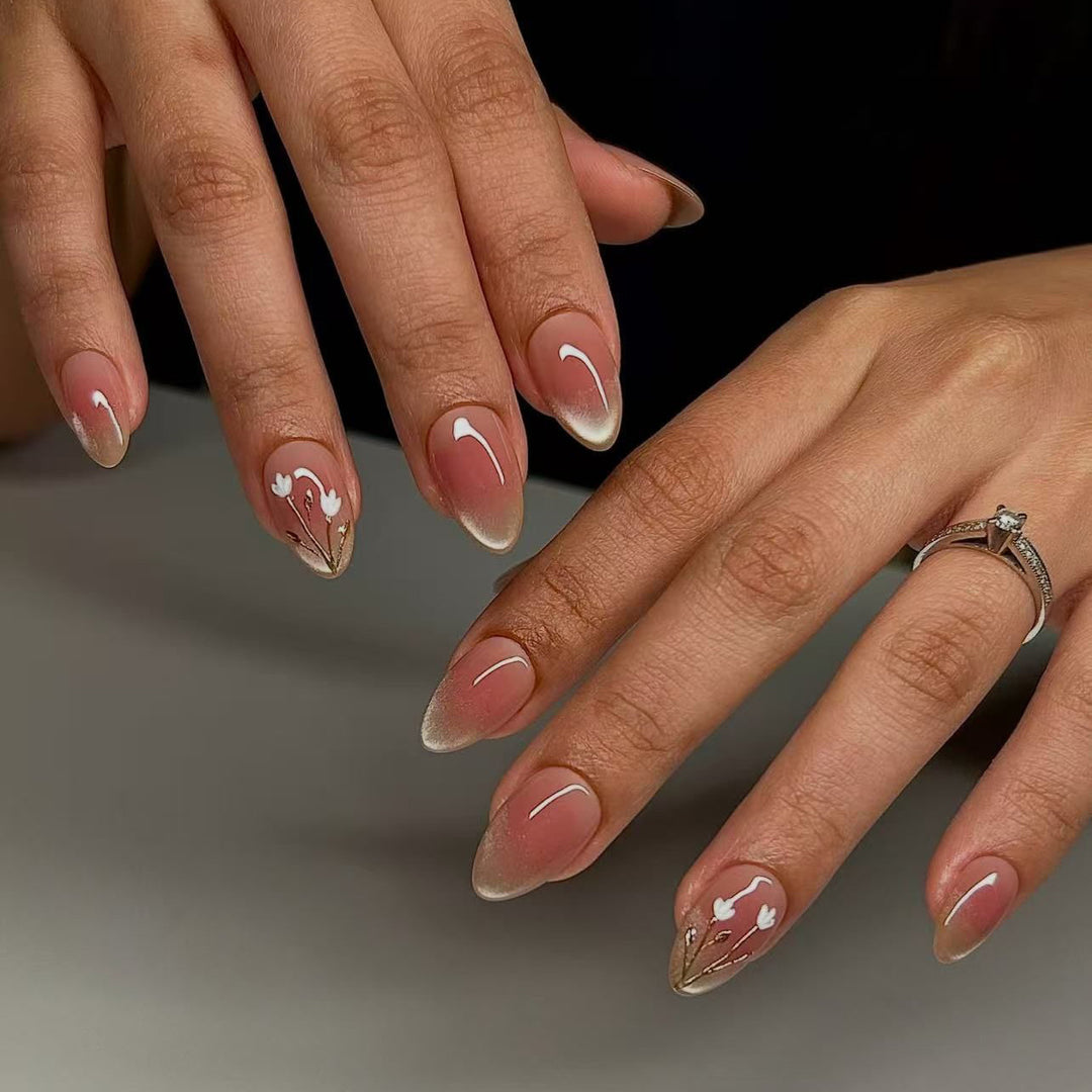 Elegant Floral Acrylic Nail Extensions Kalsten
