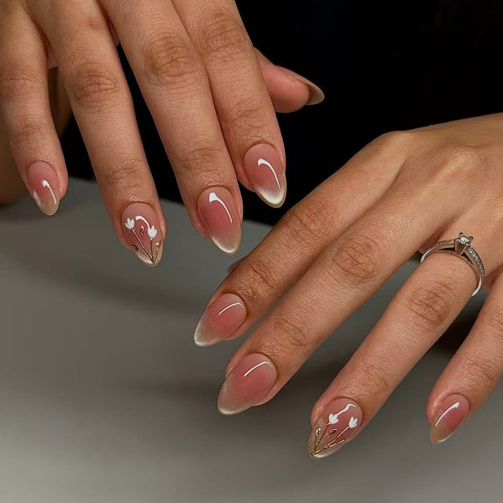 Elegant Floral Acrylic Nail Extensions Kalsten