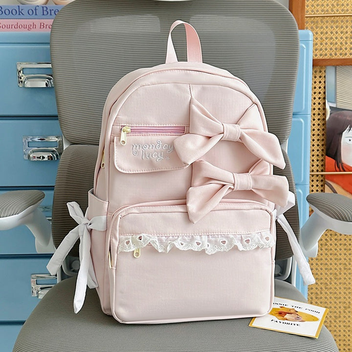 Decorative Bow-Embellished Backpack Kalsten