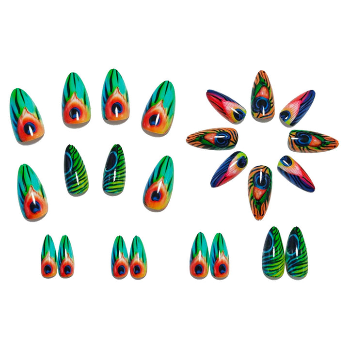 Artificial nails with artistic peacock pattern Kalsten