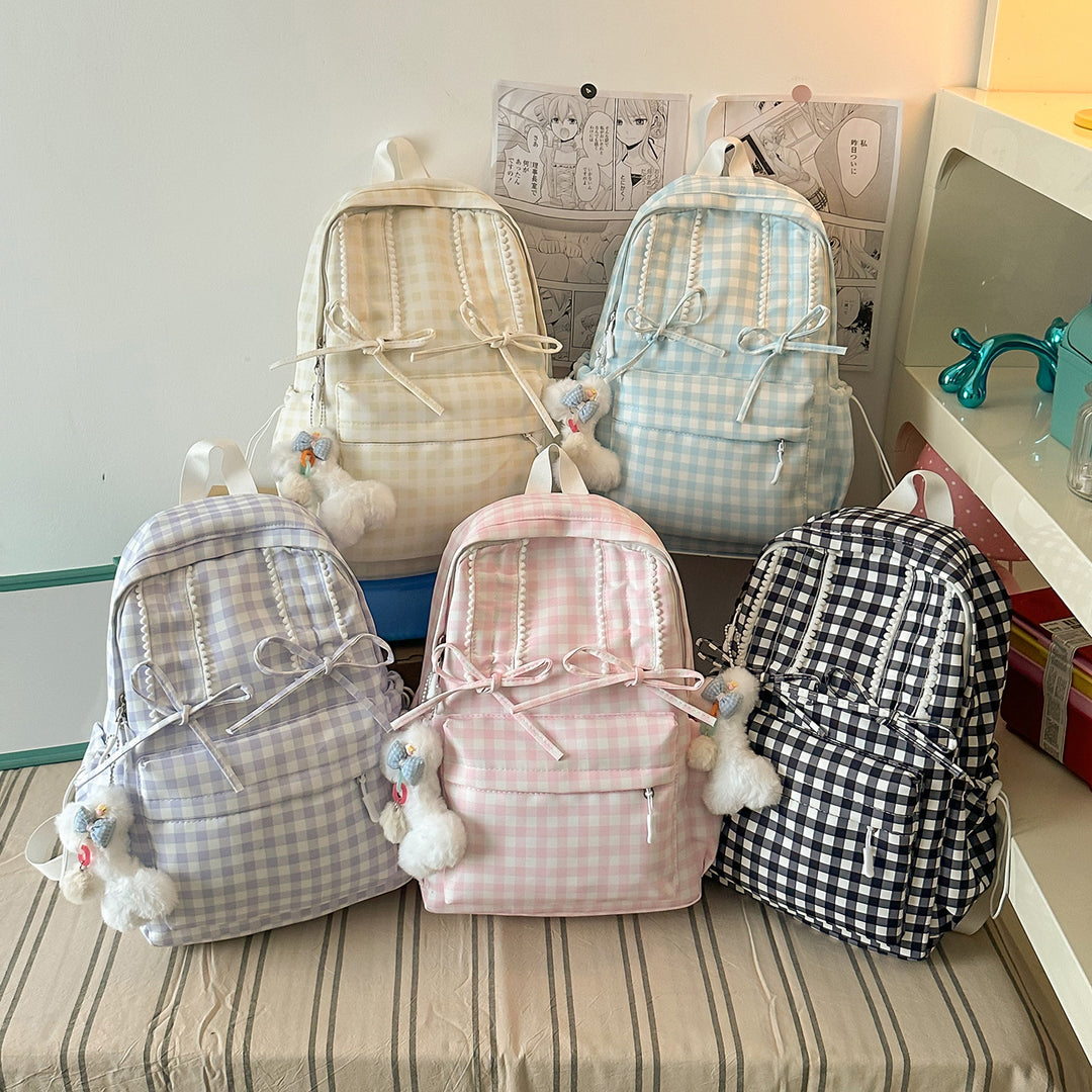 Stylish Gingham Print School Backpack Kalsten