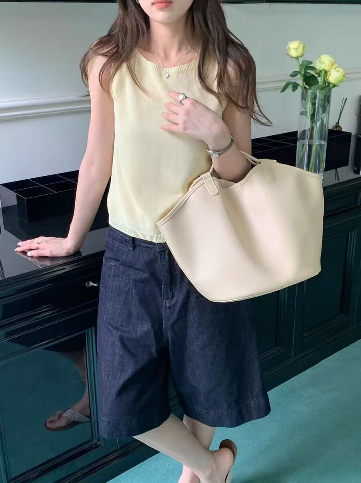 Spacious Leather Tote Bag