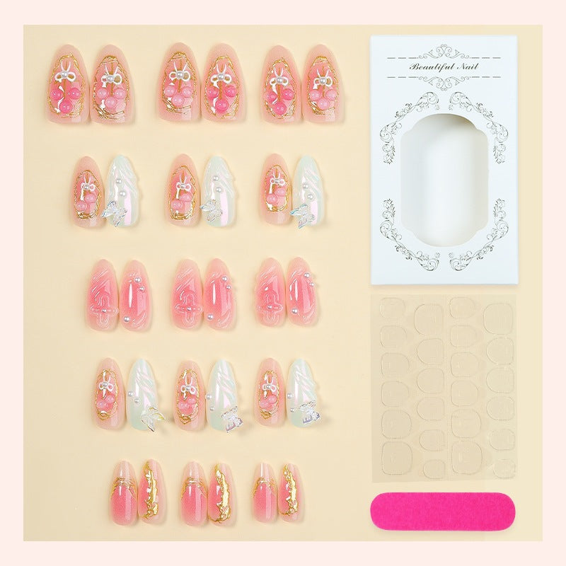 Acrylic nail set with stylish decorations and playful design Kalsten