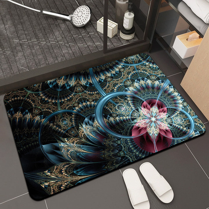 Floral Print Memory Foam Bath Mat Kalsten