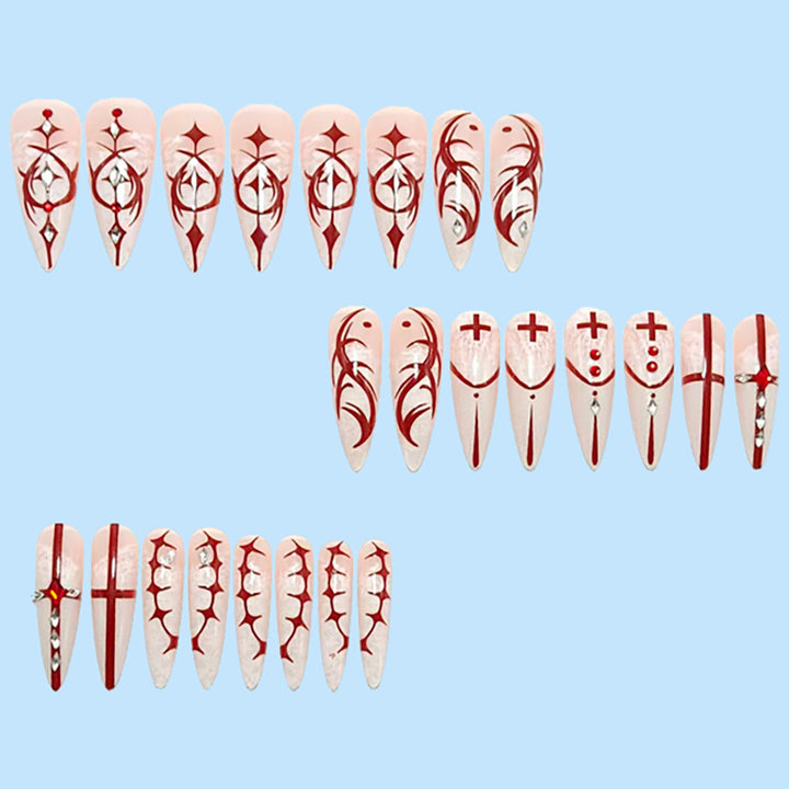 Artificial nails with elegant 3D applications and filigree design Kalsten